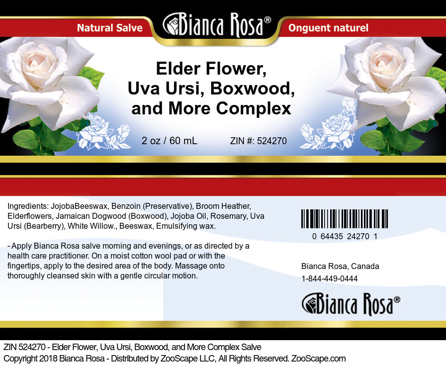 Elder Flower, Uva Ursi, Boxwood, and More Complex Salve - Label