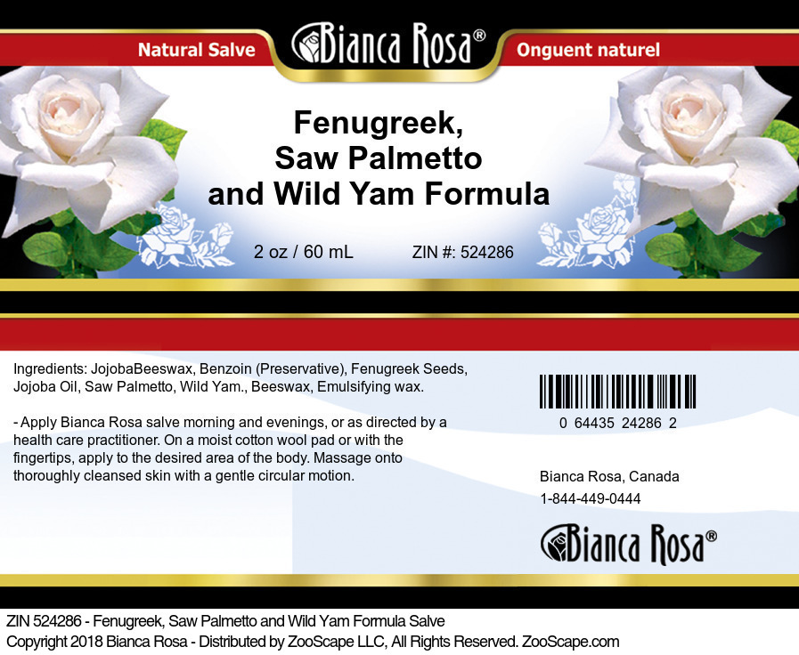 Fenugreek, Saw Palmetto and Wild Yam Formula Salve - Label