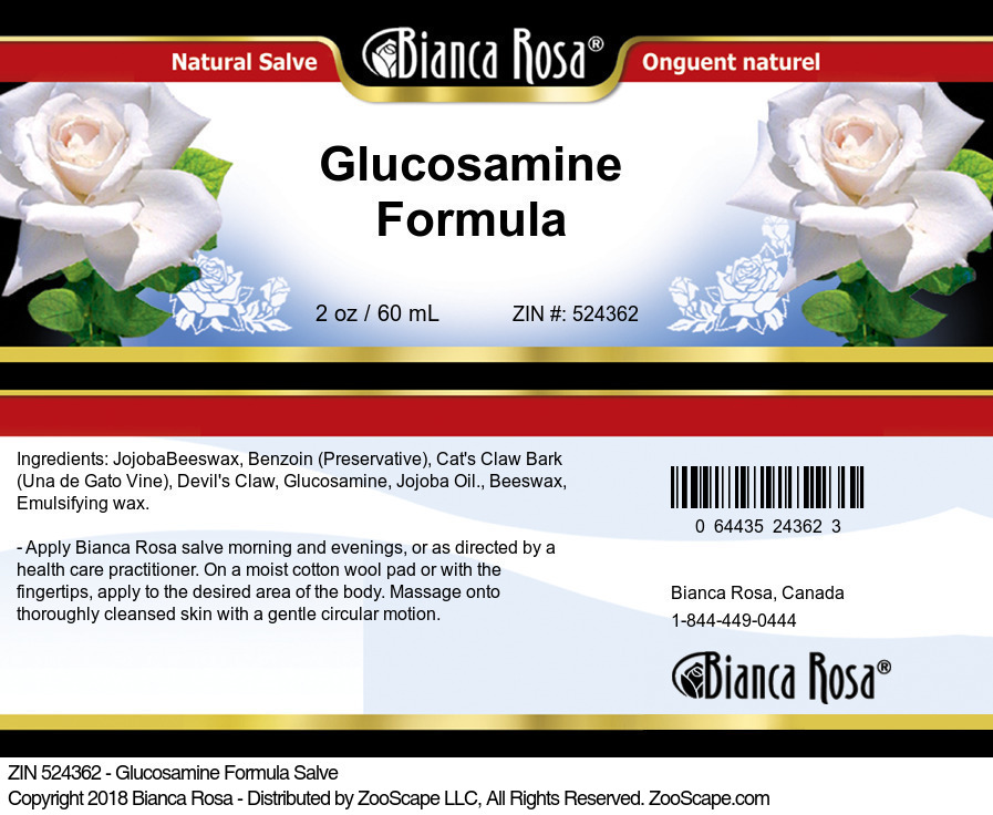 Glucosamine Formula Salve - Label