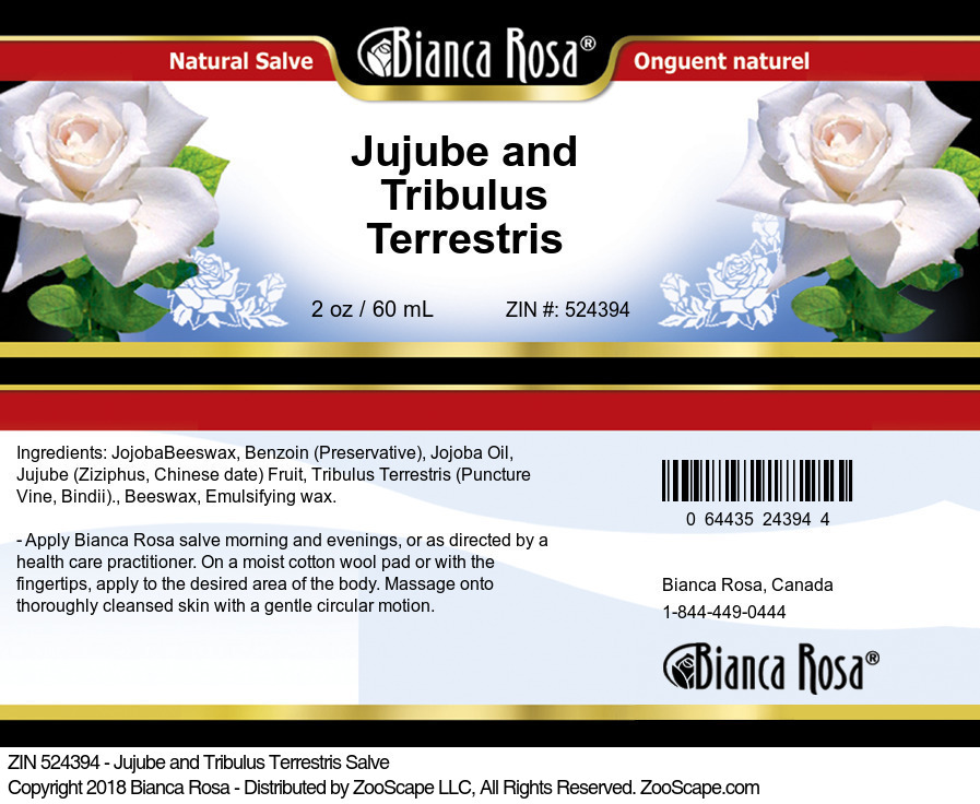 Jujube and Tribulus Terrestris Salve - Label