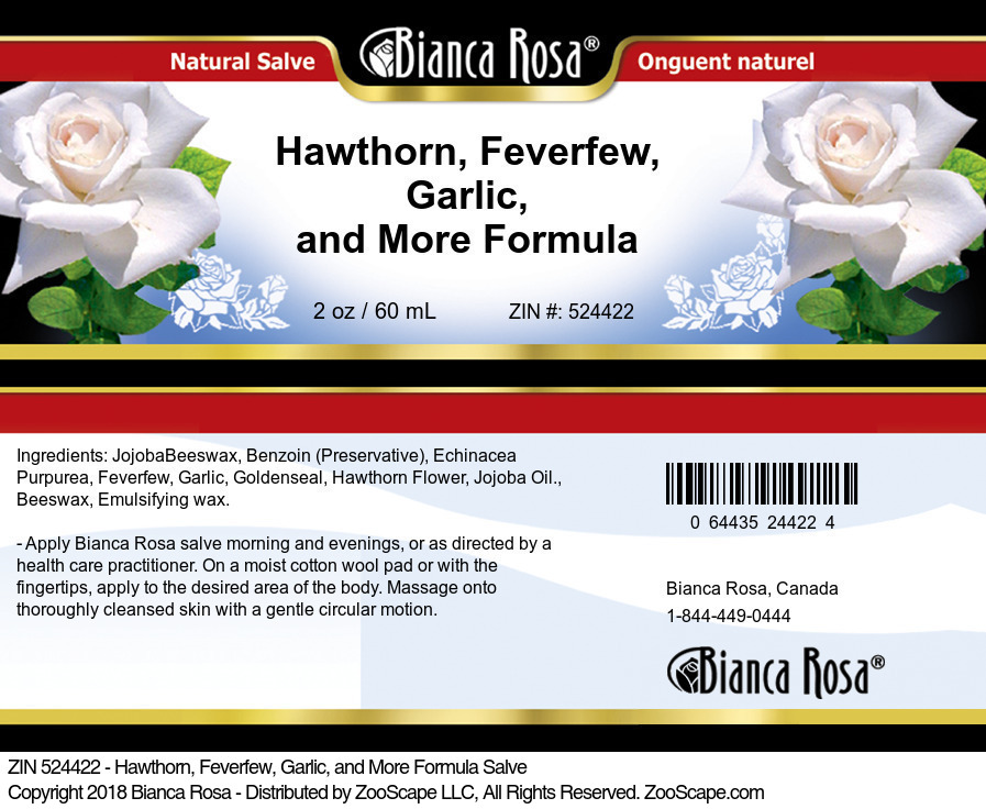 Hawthorn, Feverfew, Garlic, and More Formula Salve - Label