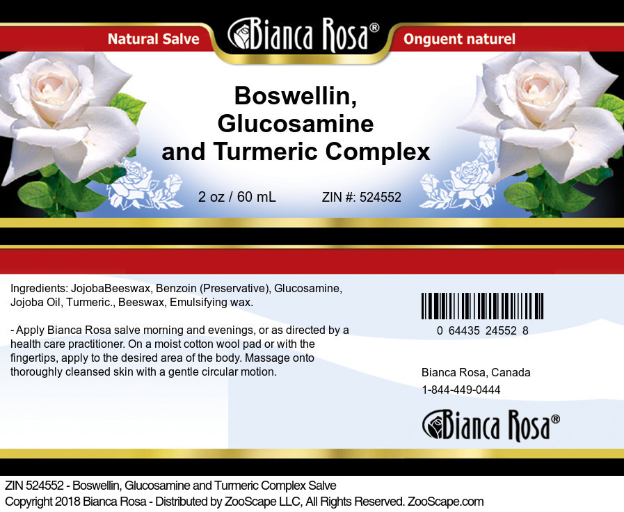 Boswellin, Glucosamine and Turmeric Complex Salve - Label